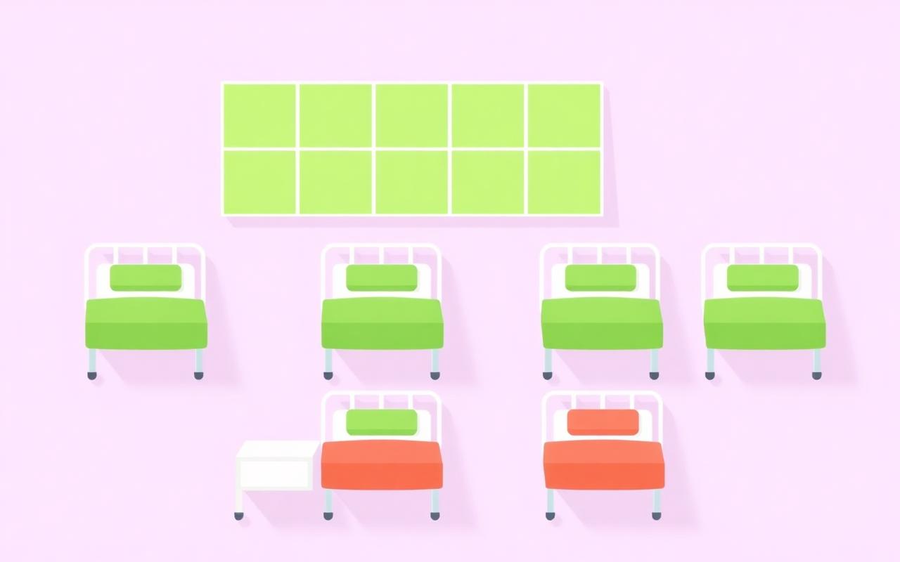 Hospital ward bed allocation chart showing available and occupied beds for IPD