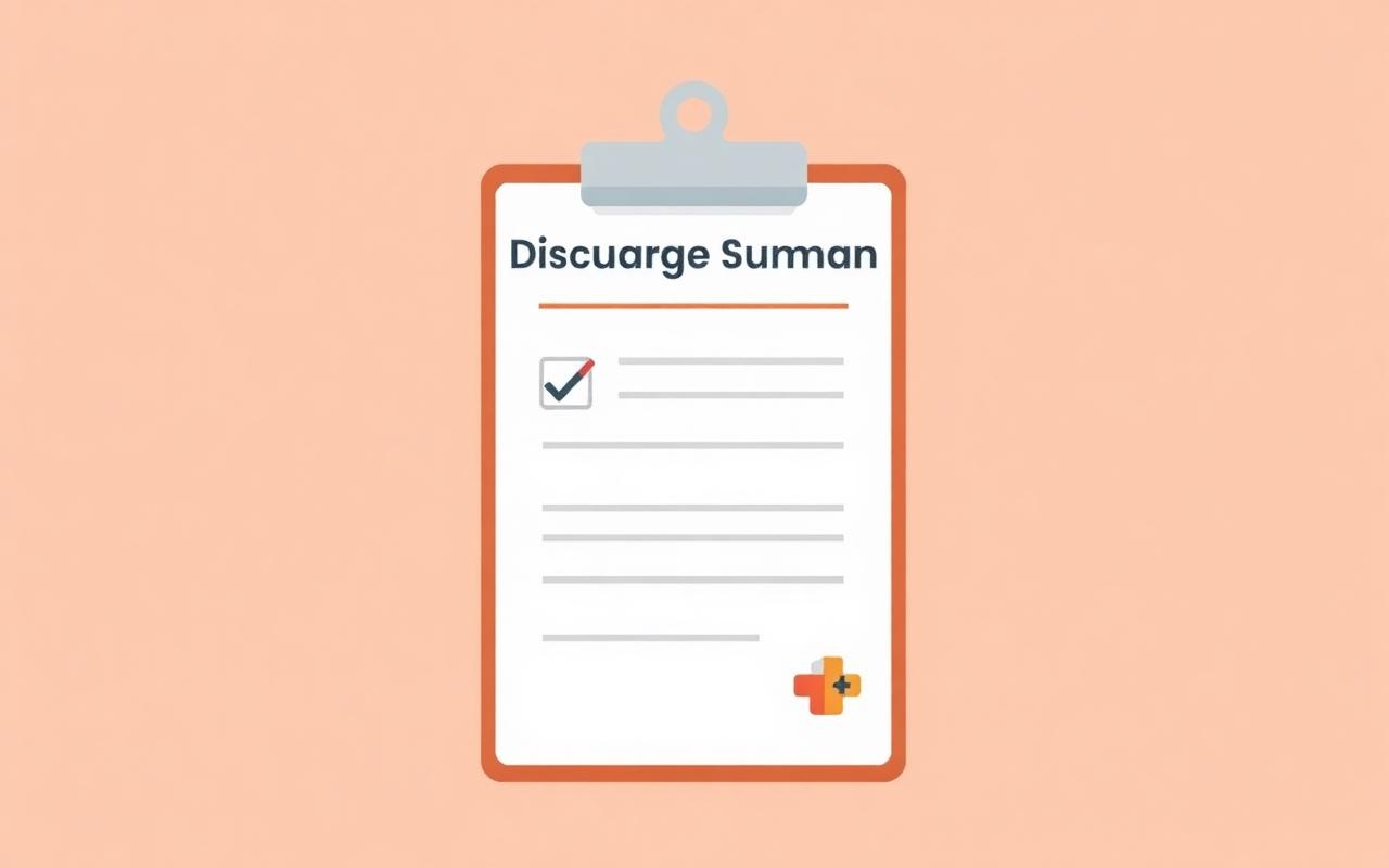 Discharge summary clipboard for an IPD patient at an Indian hospital